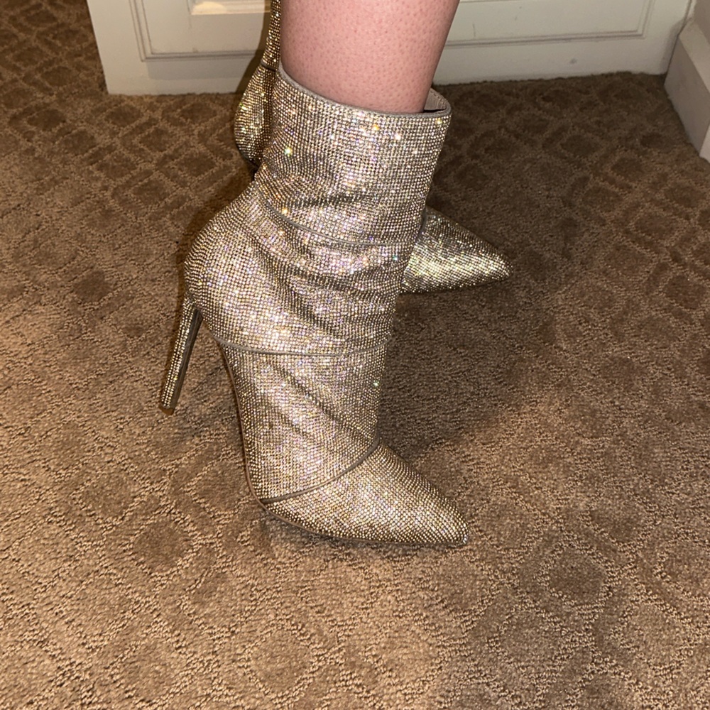 Steve Madden Sparkling Silver Heeled Boots